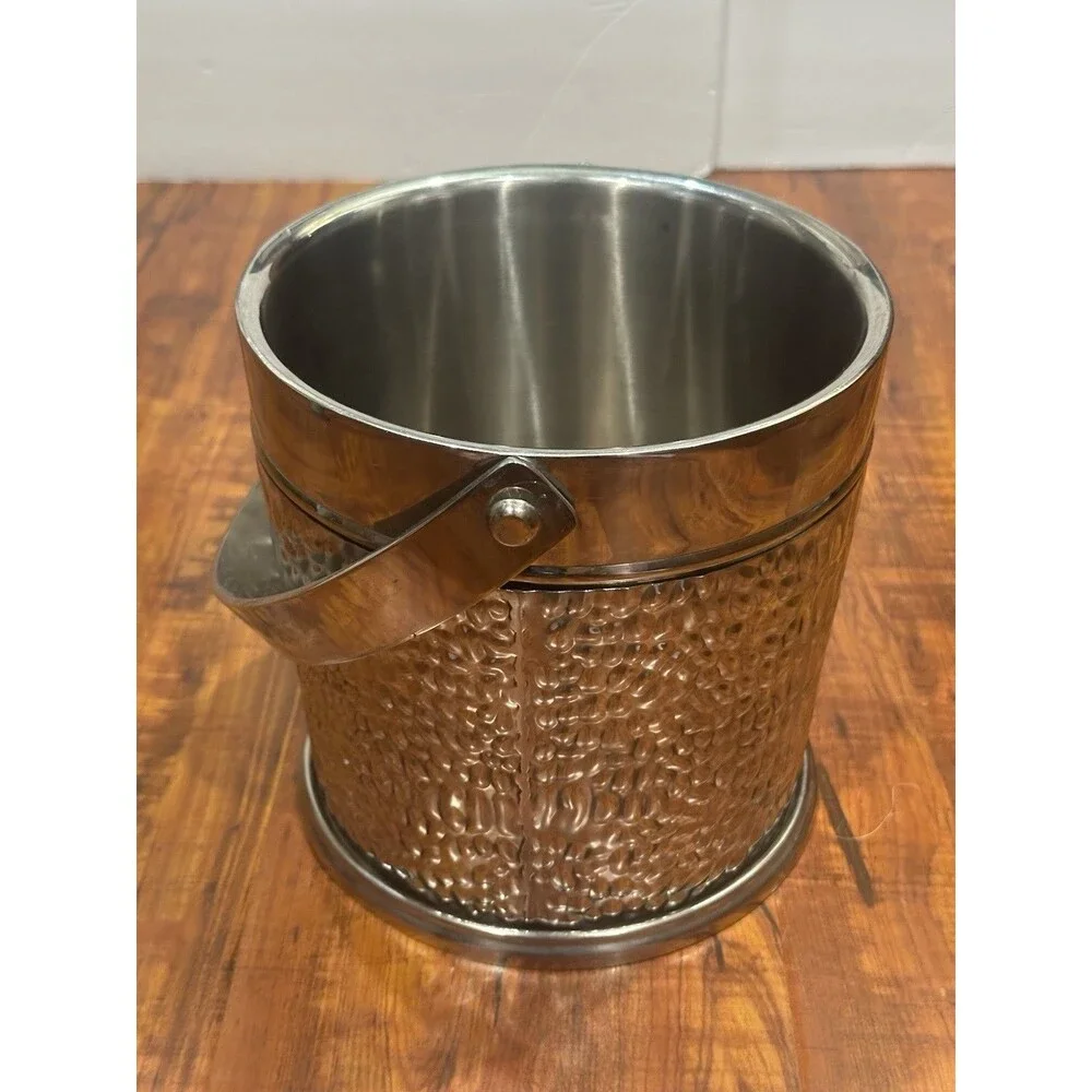 Vintage Ralph Lauren Home Crocodile Repousse Finish Stainless Steel Ice Bucket